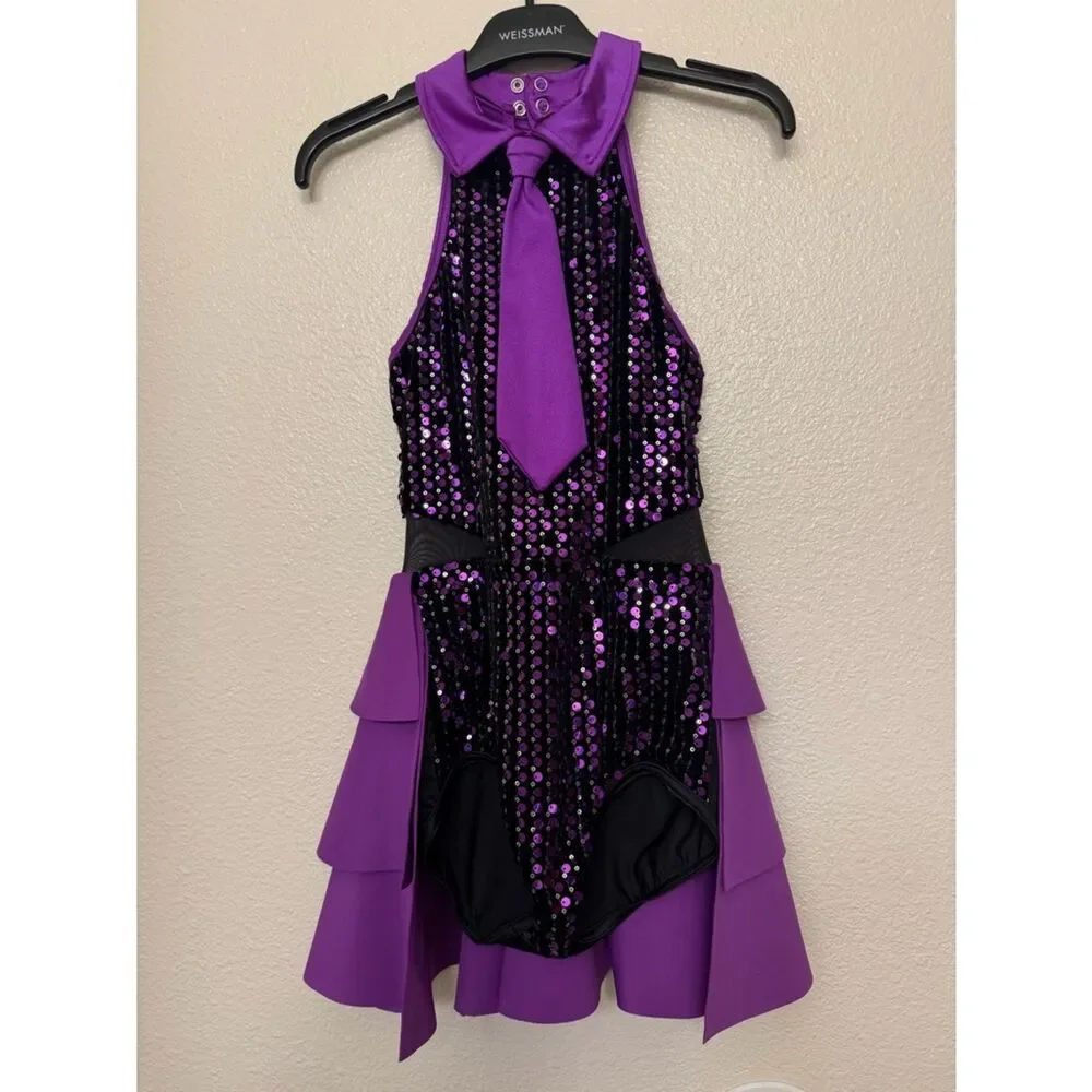WEISSMAN Dance purple sequin costume dress Barracuda 16310 LC-large child